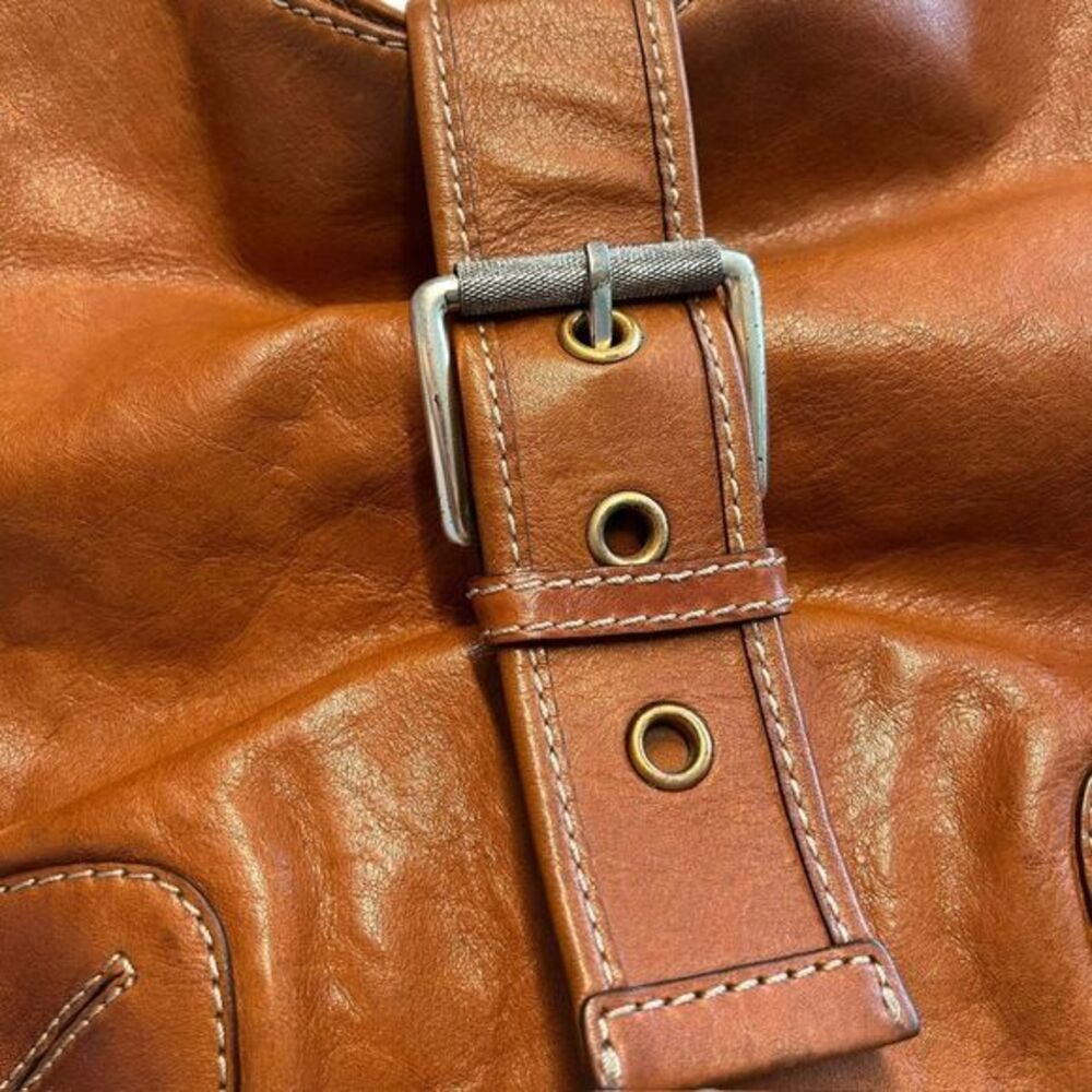 Y2K Michael Kors Buckle Hobo Shoulder Bag Cognac Brown Slouchy Western Country - Picture 3 of 11